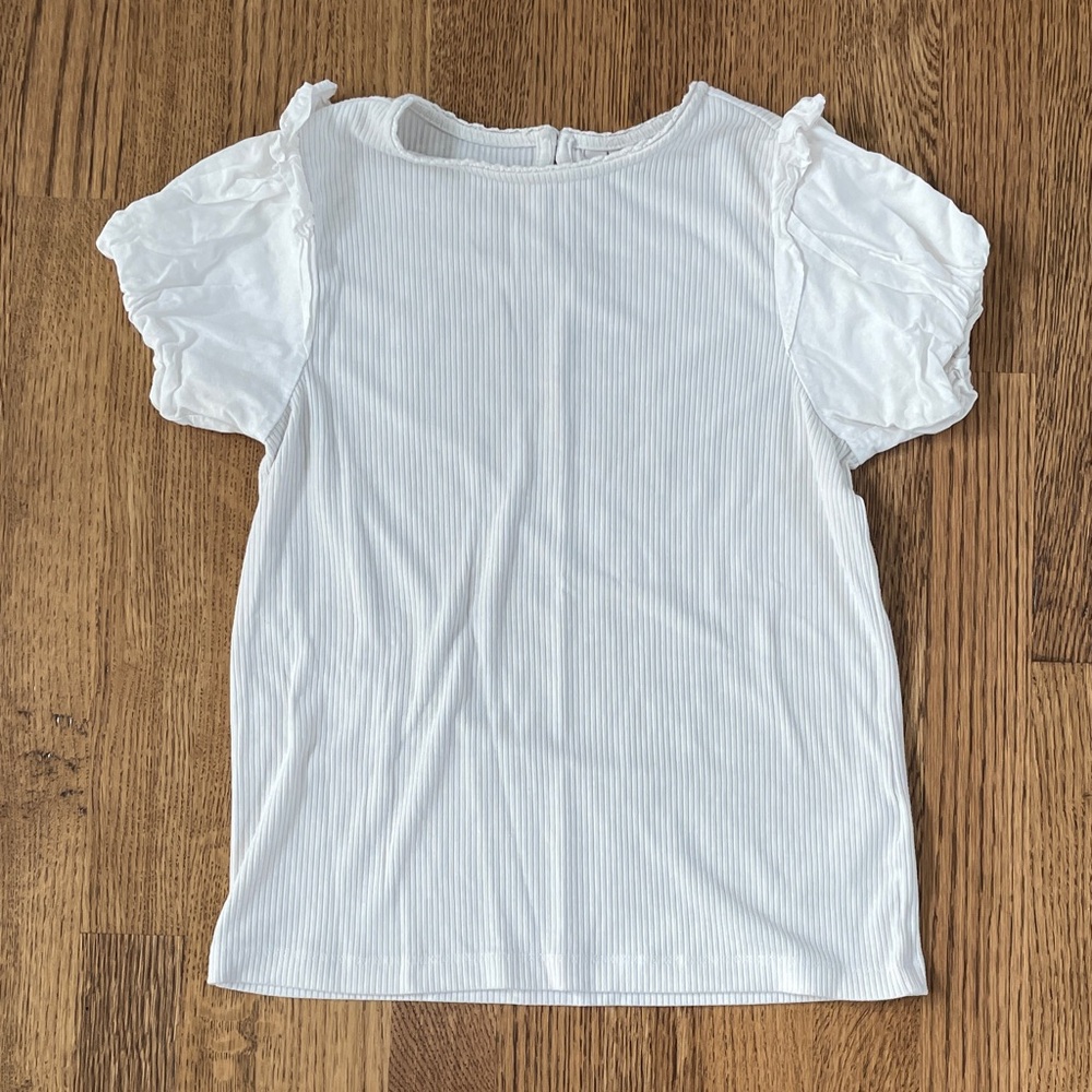 Janie and Jack White Kids Ruffle Sleeve Top